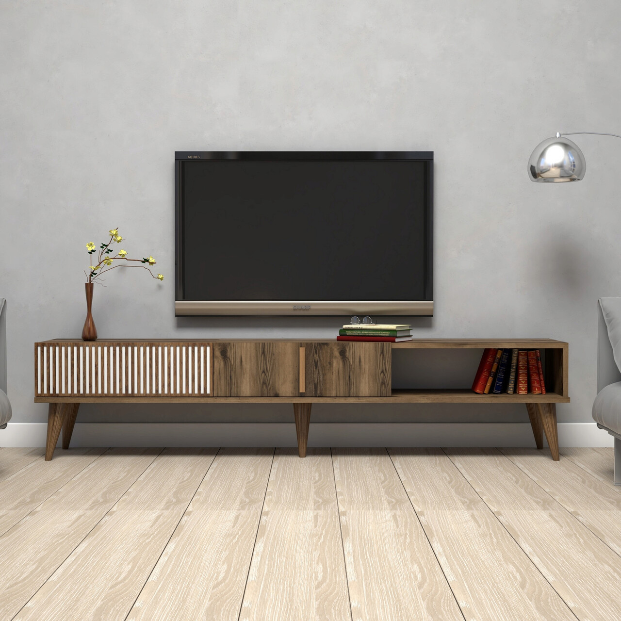Comoda TV, Hanah Home, Milan, 180x40x35 cm, Maro - imagine 7